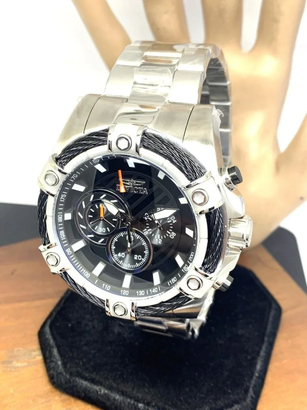 Invicta Mens Watch 25512 Bolt Quartz Chronograph Black Dial Stainless Steel 52mm